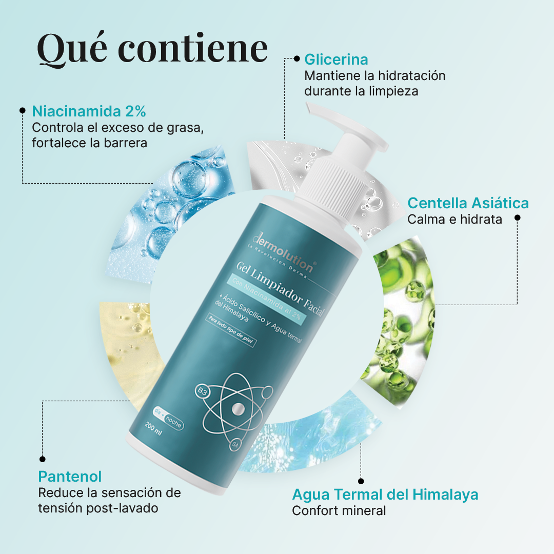 Gel Limpiador con Niacinamida 2% + Ácido Salicílico + Agua Termal del Himalaya